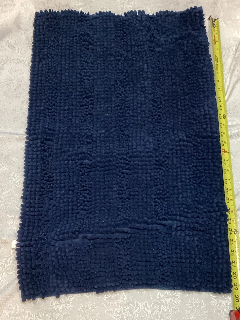 Navy Chenille Bath Rug Set - Plush Shag Texture
